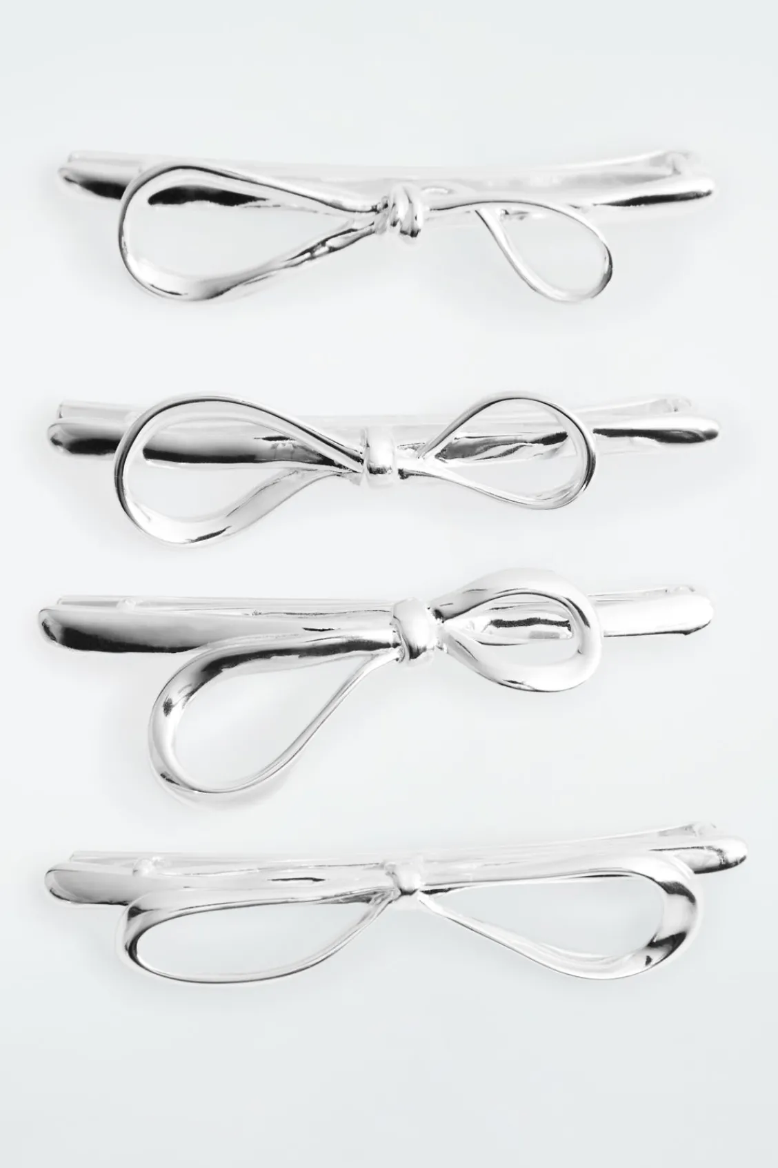 COS 4-PACK BOW HAIR SLIDES SILVER Flash Sale