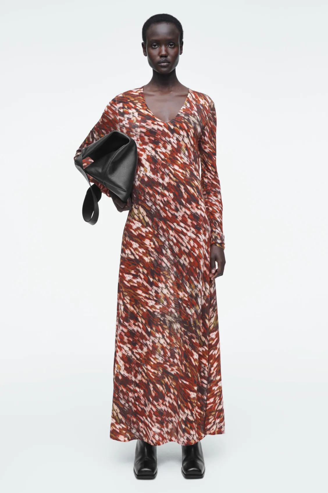 COS PRINTED SEMI-SHEER KNITTED MAXI DRESS MULTICOLORED Hot