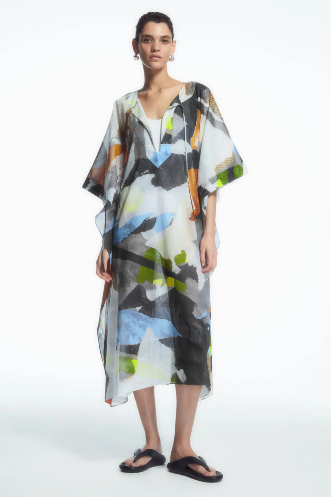 COS PRINTED TIE-DETAIL KAFTAN MULTICOLORED New