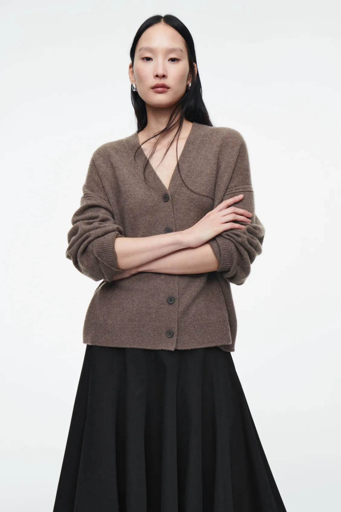 COS PURE CASHMERE CARDIGAN BROWN New