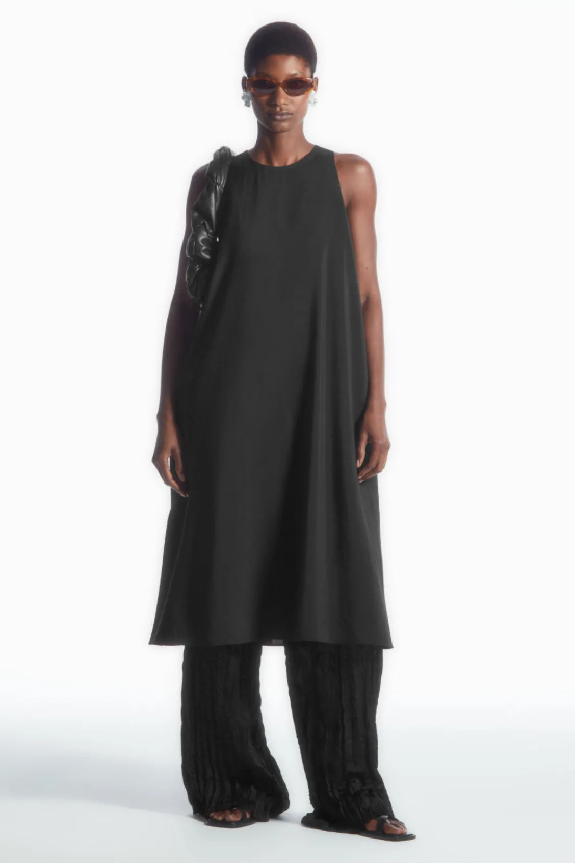 COS RACER-NECK MIDI DRESS BLACK Sale