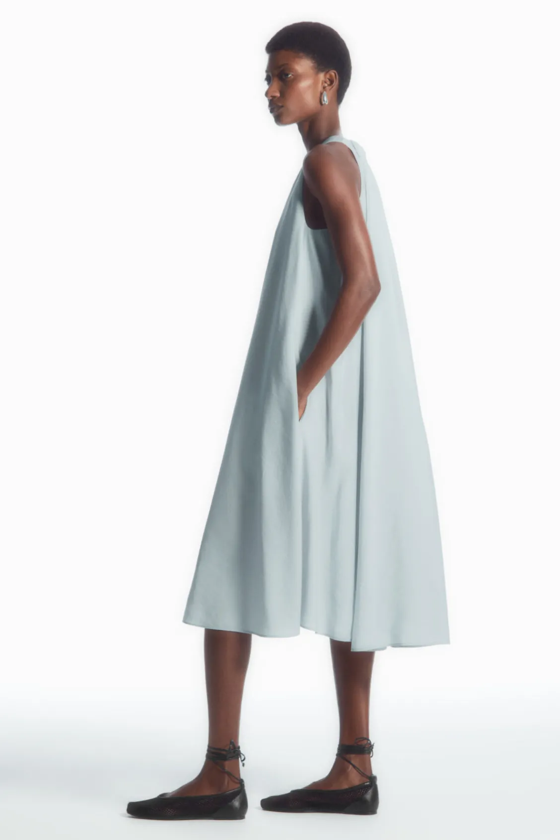 COS RACER-NECK MIDI DRESS LIGHT BLUE Outlet