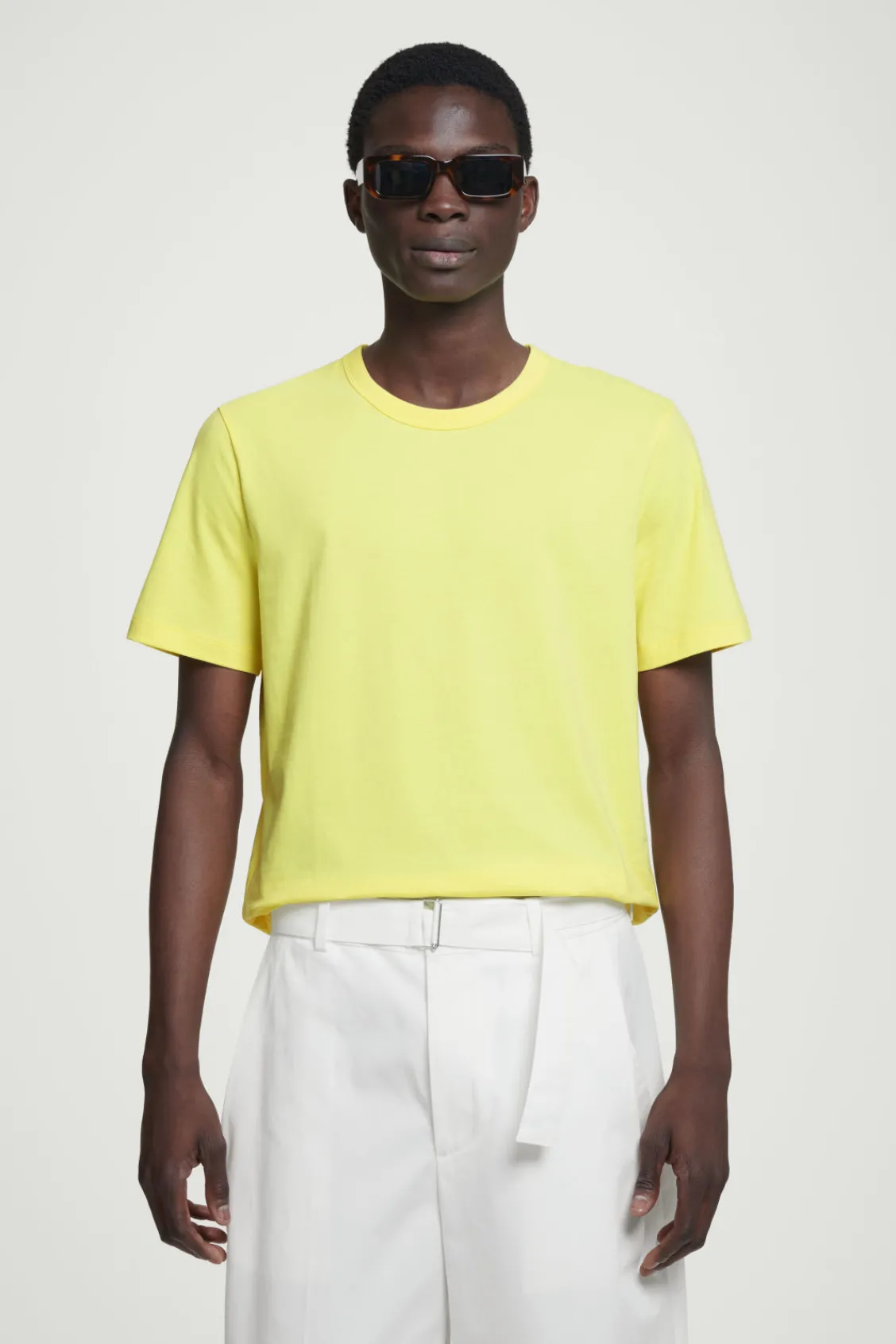 COS REGULAR LIGHTWEIGHT BRUSHED-COTTON T-SHIRT YELLOW Discount