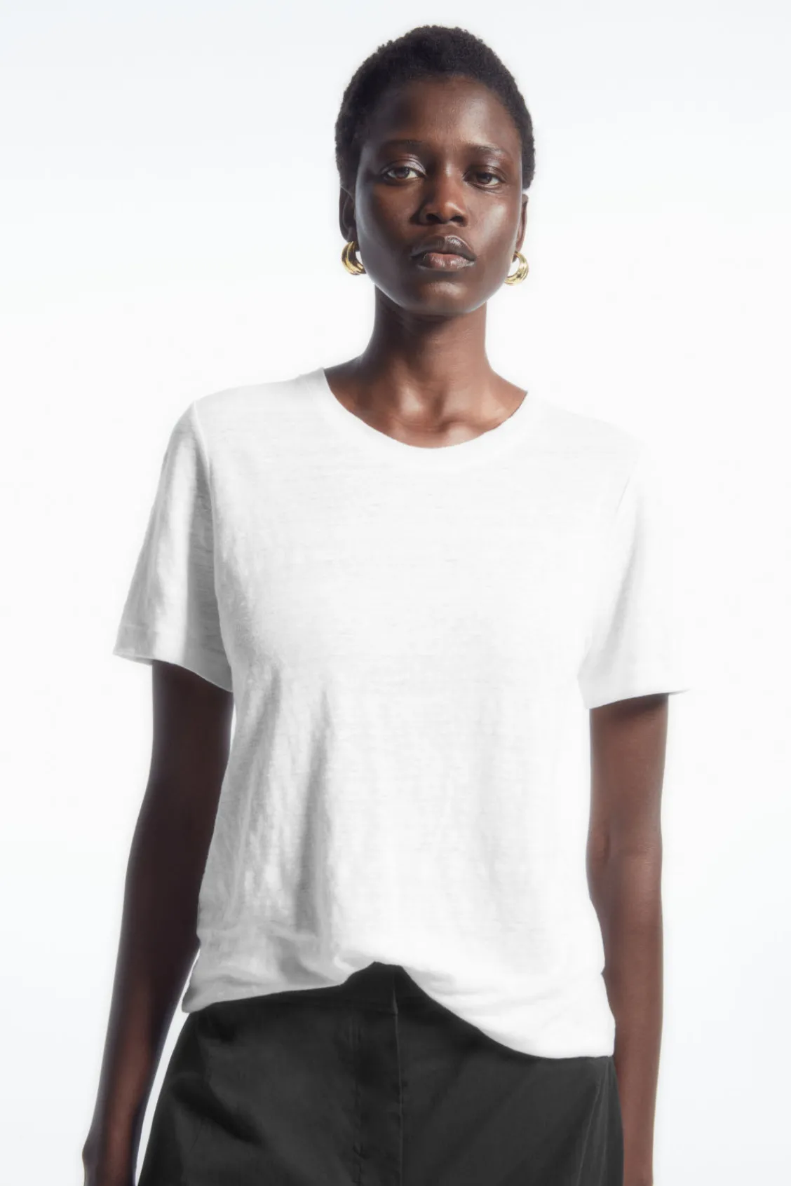 COS REGULAR LINEN T-SHIRT White Best