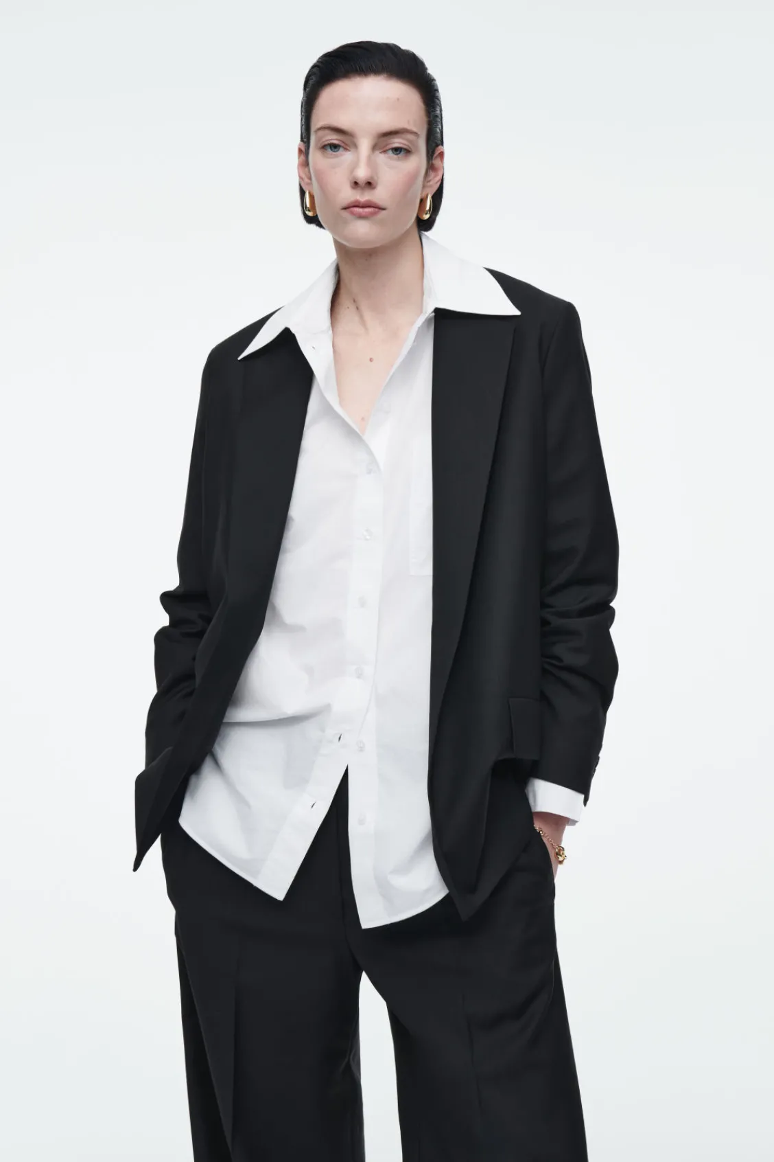 COS REGULAR SINGLE-BREASTED WOOL BLAZER BLACK Cheap