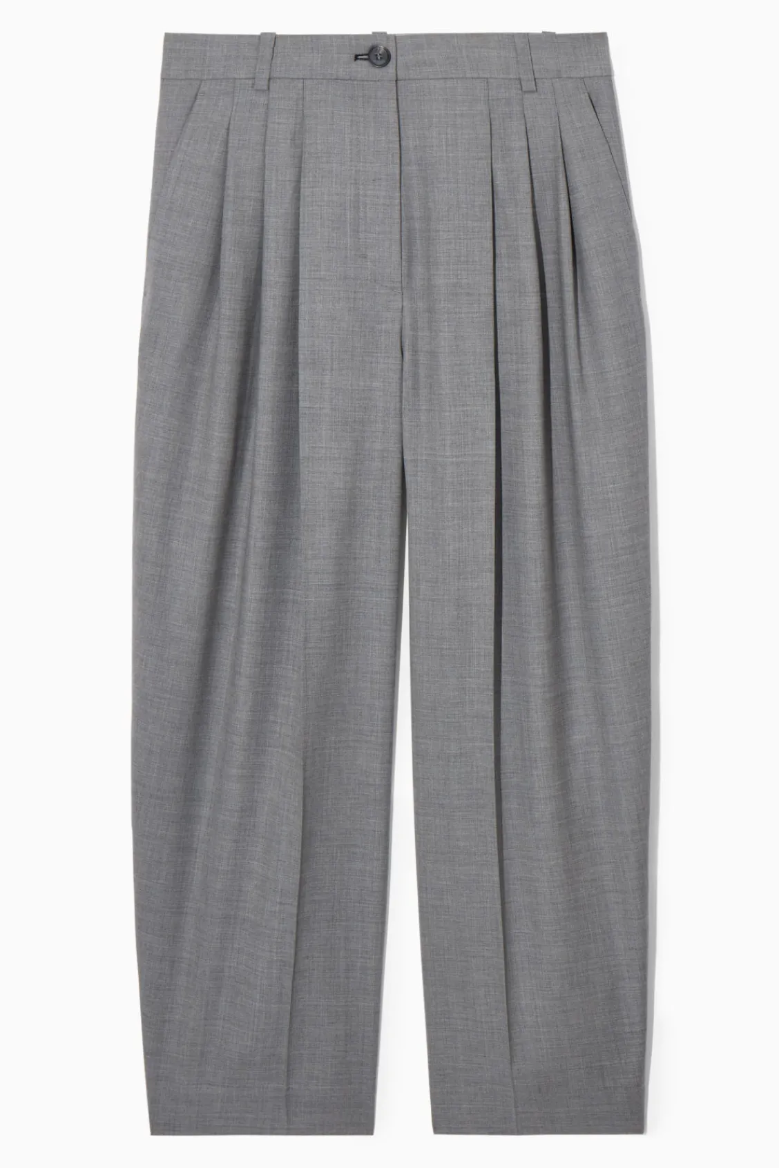 COS REGULAR WOOL BARREL-LEG PANTS GRAY MÉLANGE Cheap