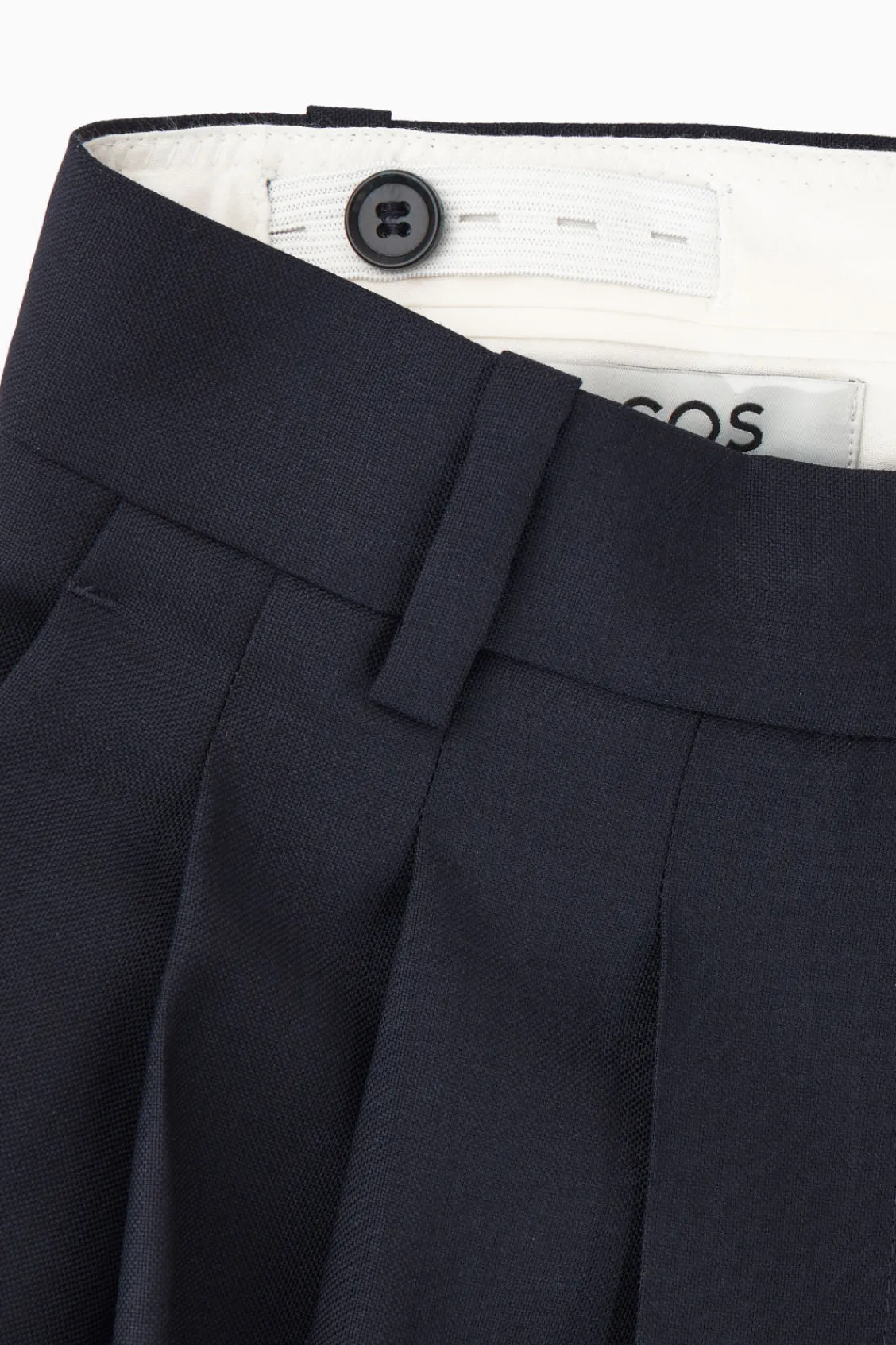 COS REGULAR WOOL BARREL-LEG PANTS NAVY Fashion