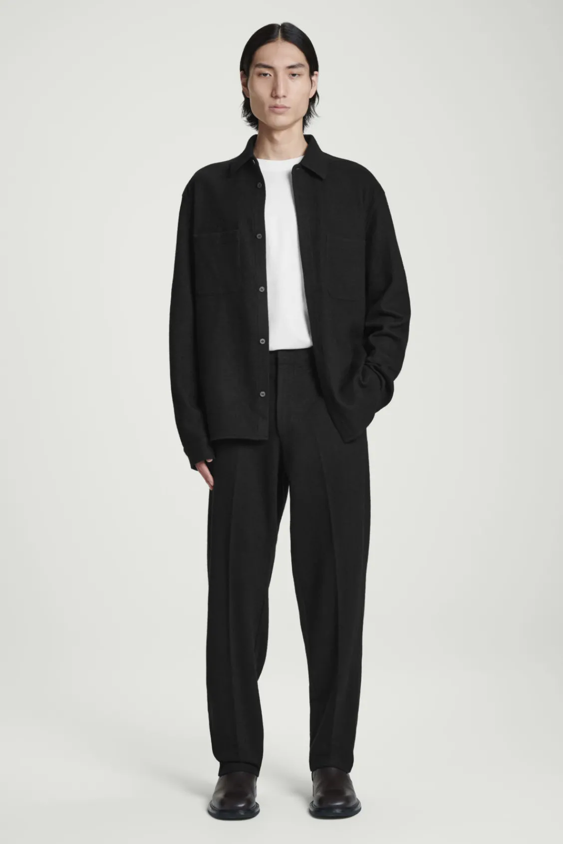 COS RELAXED BOILED-WOOL OVERSHIRT BLACK Outlet