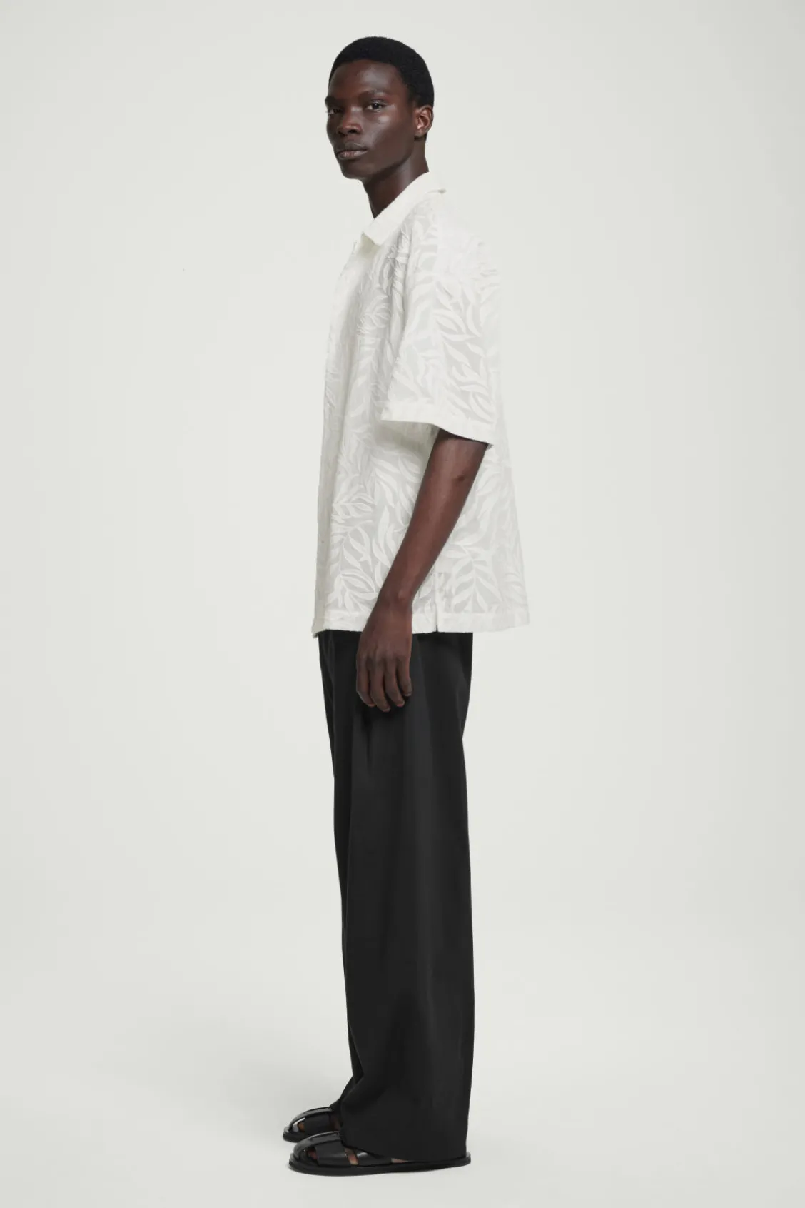 COS RELAXED BRODERIE-ANGLAISE COTTON SHIRT WHITE Store