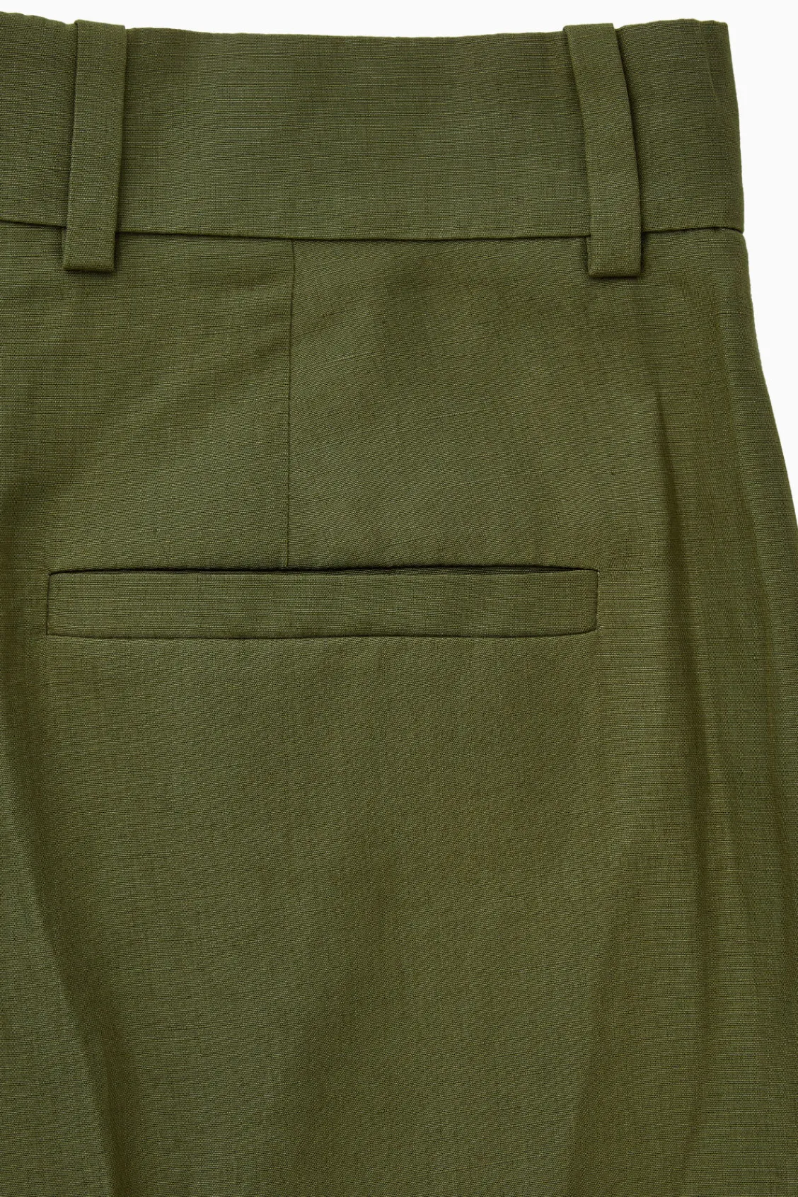 COS RELAXED LINEN-BLEND WIDE-LEG PANTS DARK KHAKI Cheap