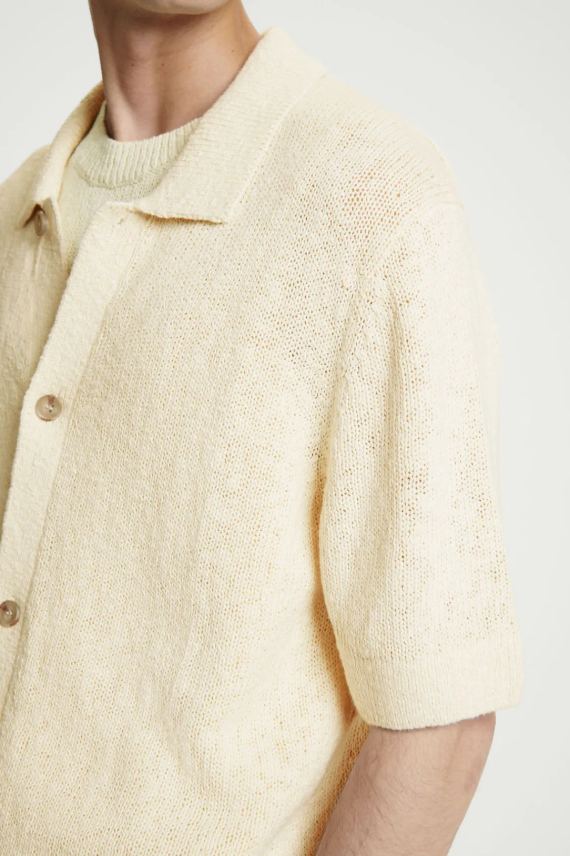 COS RELAXED MÉLANGE-KNIT SHIRT OATMEAL MÉLANGE Cheap