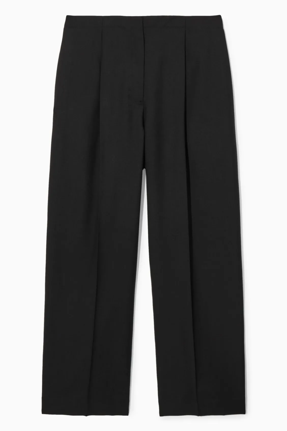 COS RELAXED WOOL WIDE-LEG PANTS BLACK Clearance