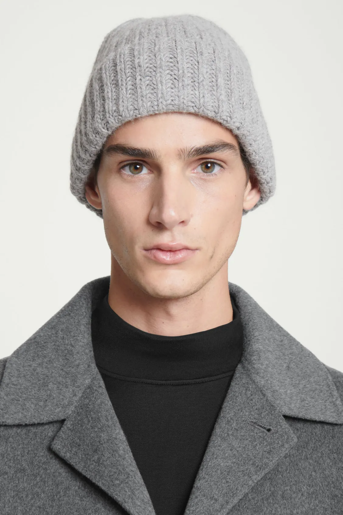 COS RIBBED ALPACA-BLEND BEANIE GRAY Hot