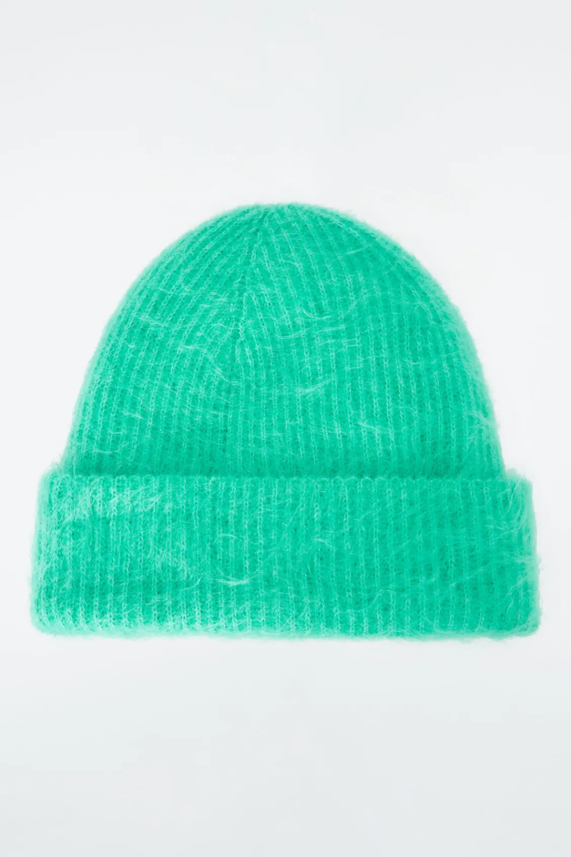 COS RIBBED MOHAIR BEANIE BRIGHT GREEN Clearance