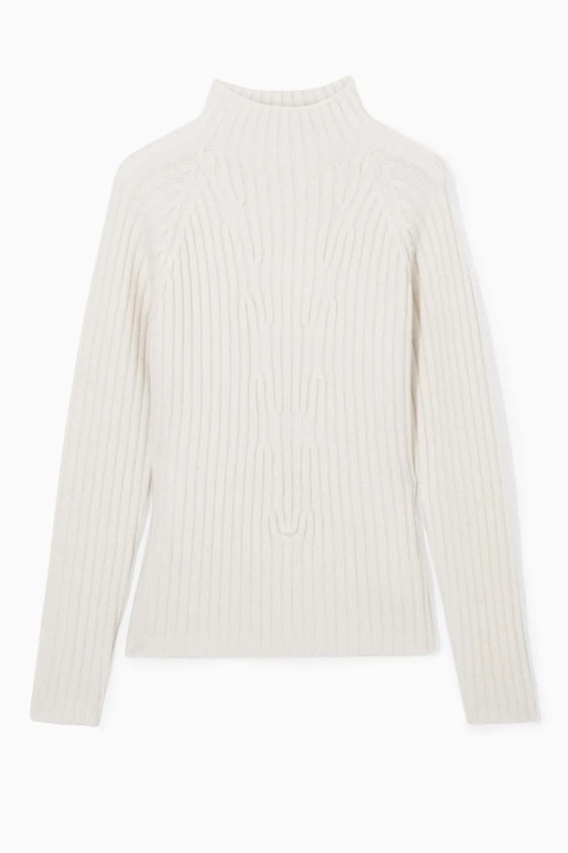 COS RIBBED PURE CASHMERE TURTLENECK SWEATER OFF-WHITE Discount