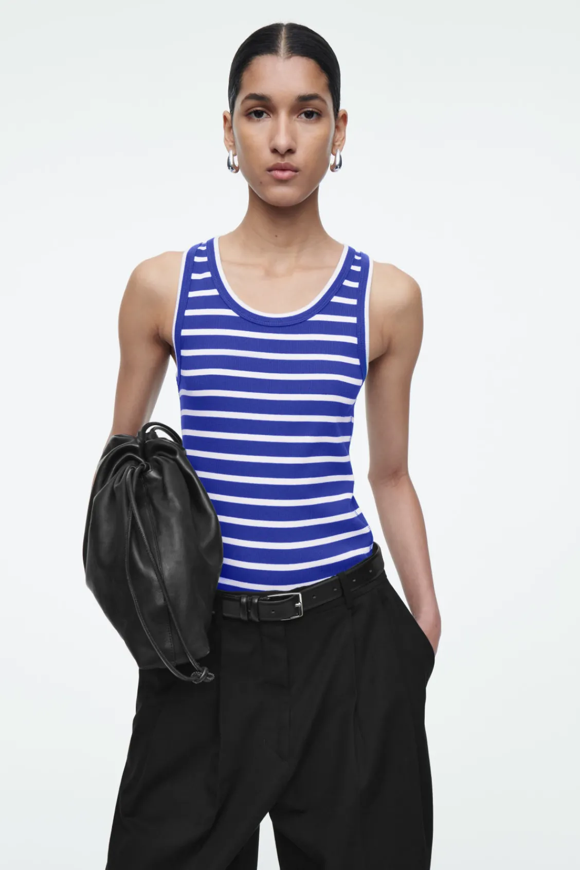 COS RIBBED TANK TOP BLUE / STRIPED Best