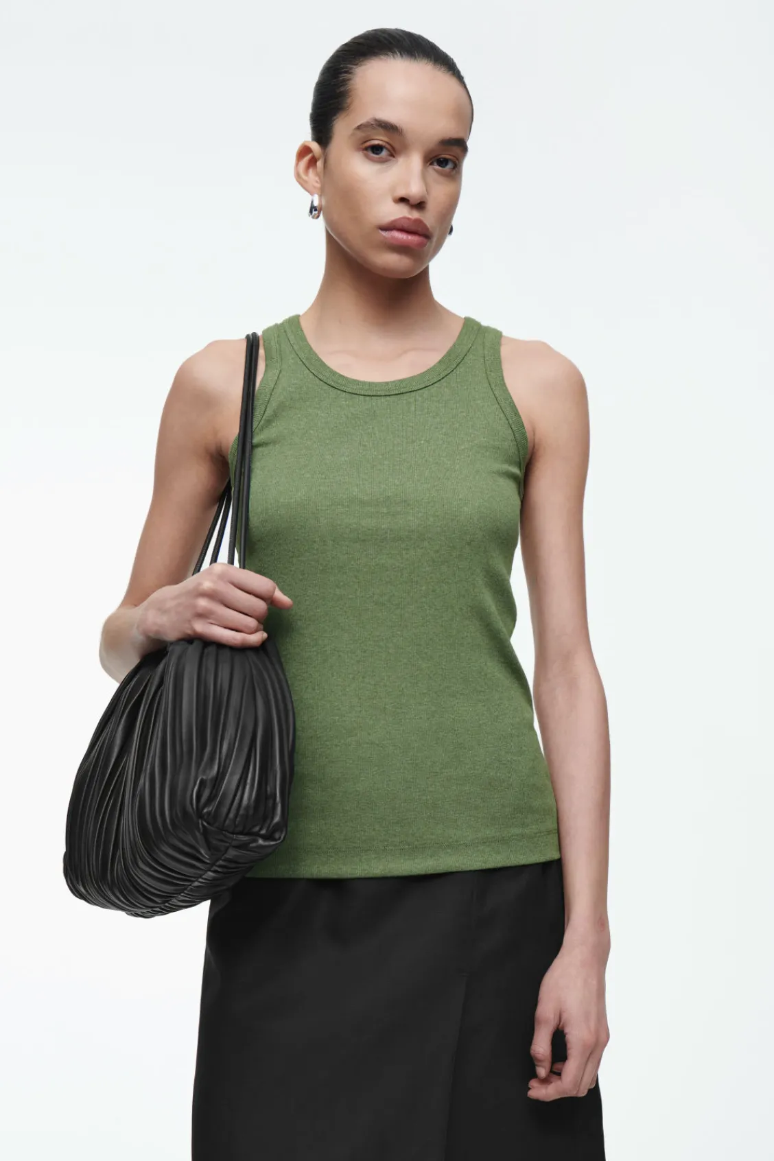 COS RIBBED TANK TOP KHAKI MÉLANGE Cheap