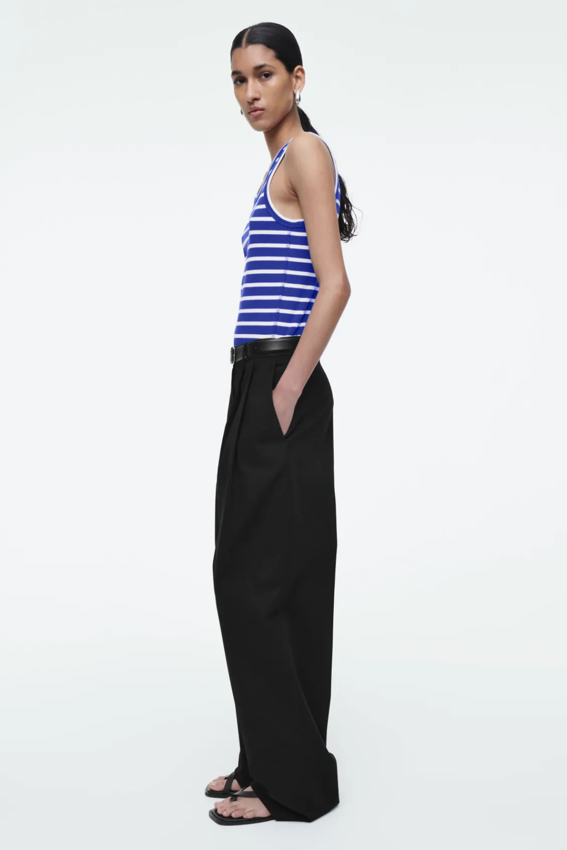 COS RIBBED TANK TOP BLUE / STRIPED Best