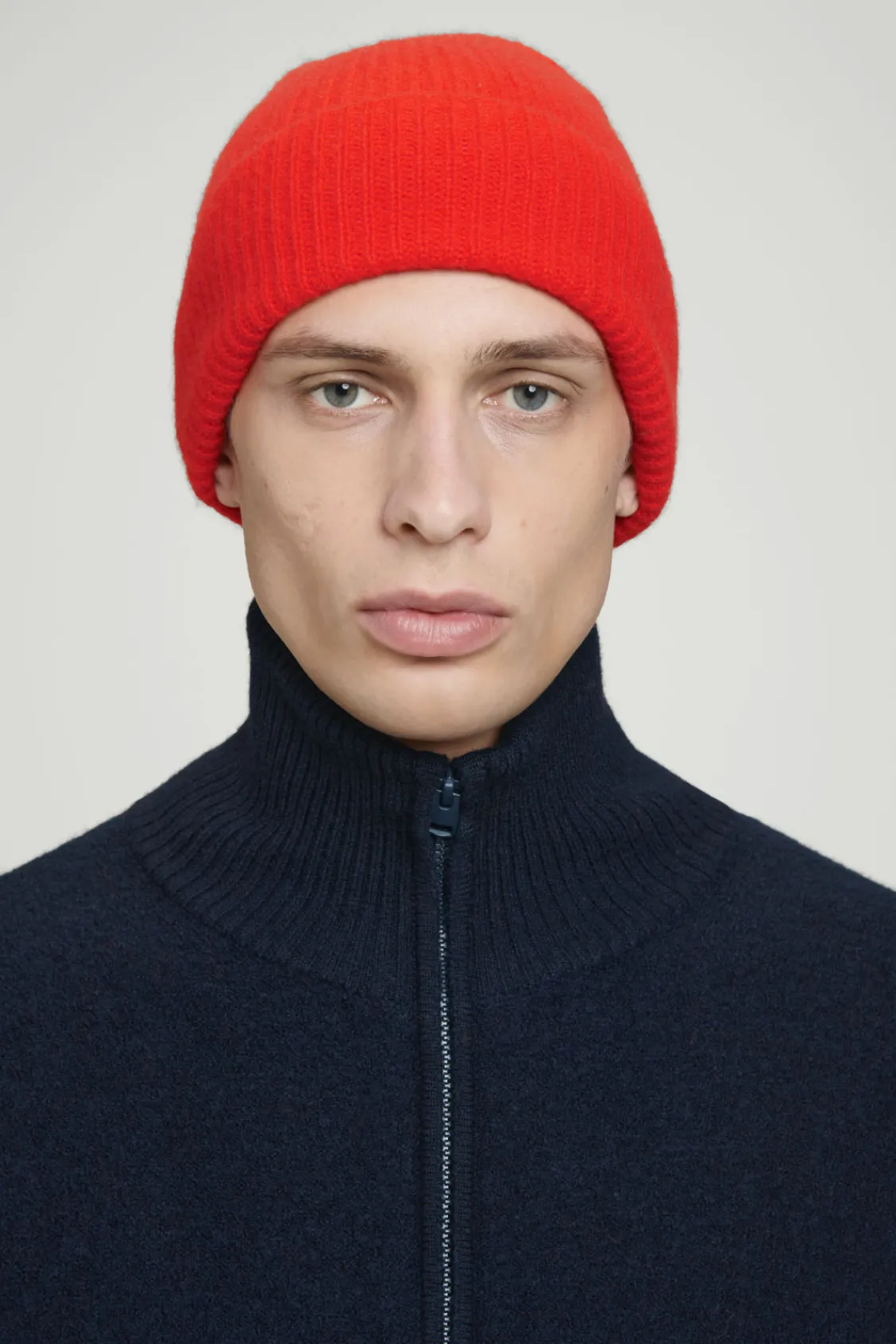 COS RIBBED WOOL AND CASHMERE BEANIE BRIGHT RED Online