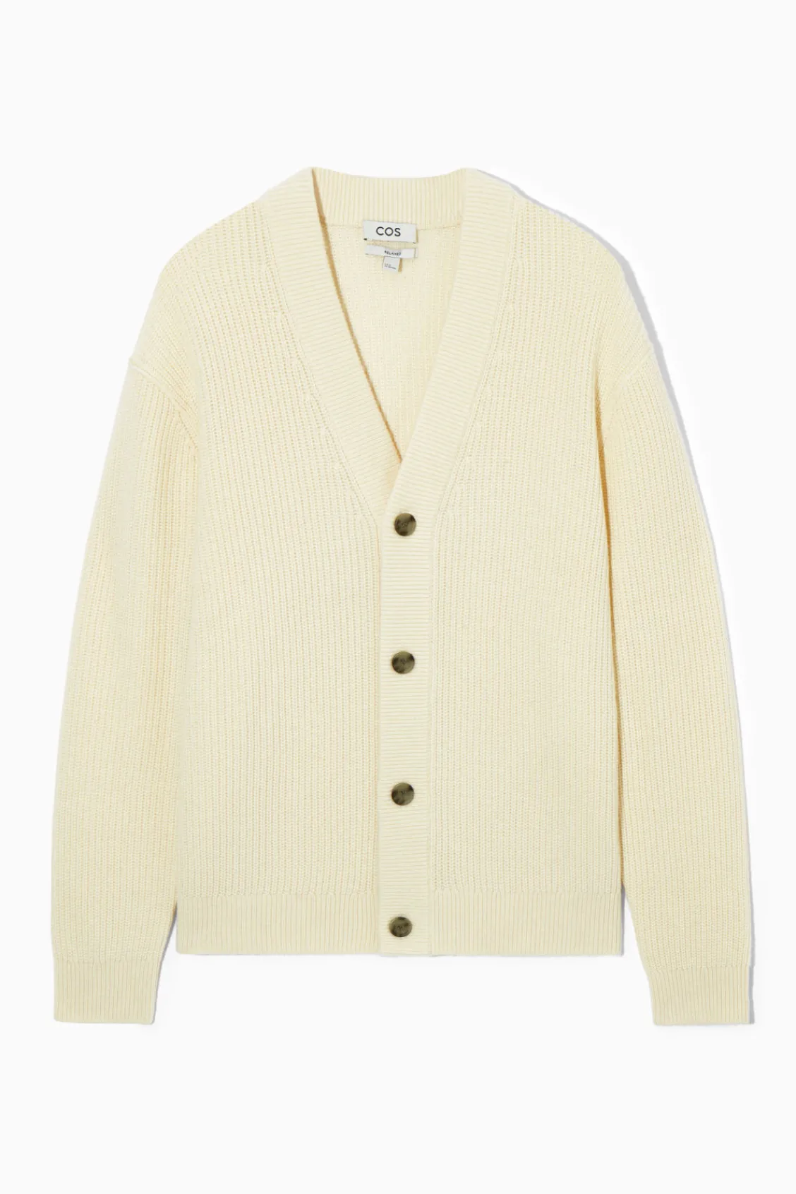 COS RIBBED WOOL AND CASHMERE CARDIGAN CREAM Best Sale