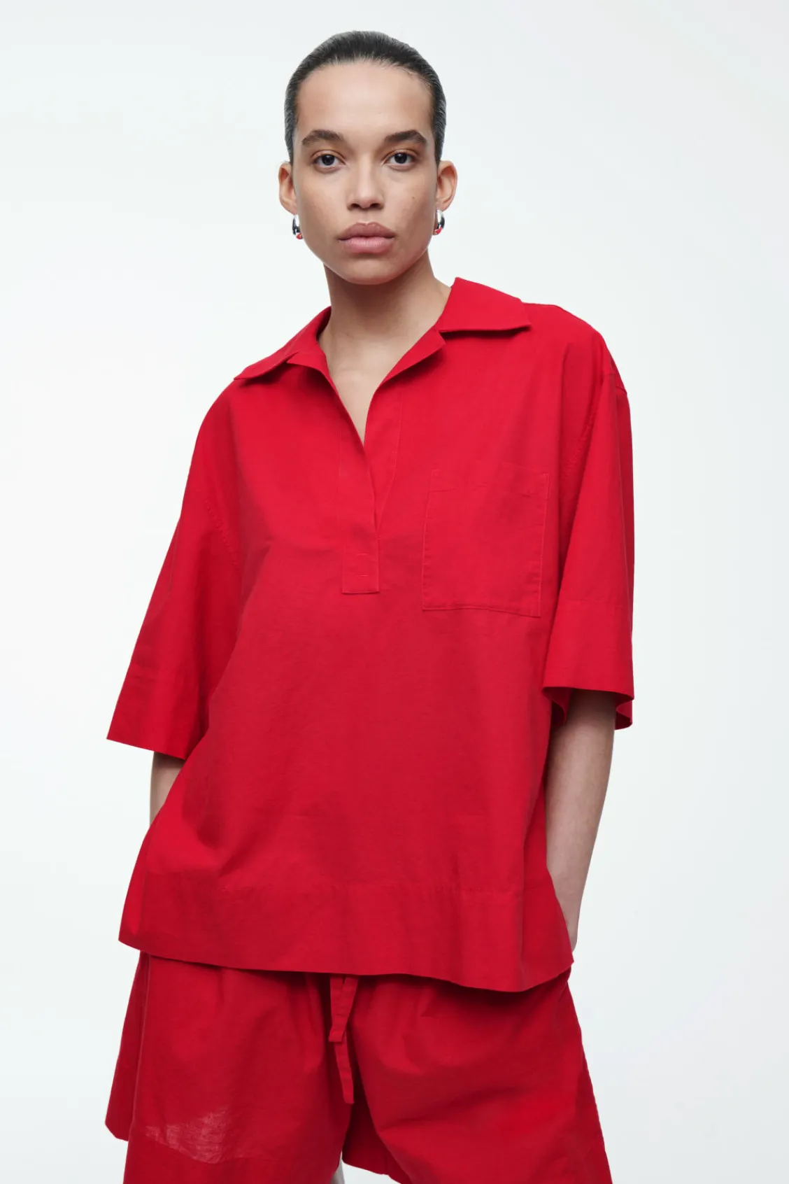 COS SHORT-SLEEVED RESORT SHIRT RED Discount