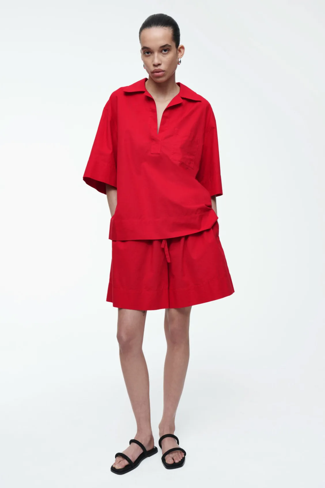 COS SHORT-SLEEVED RESORT SHIRT RED Discount