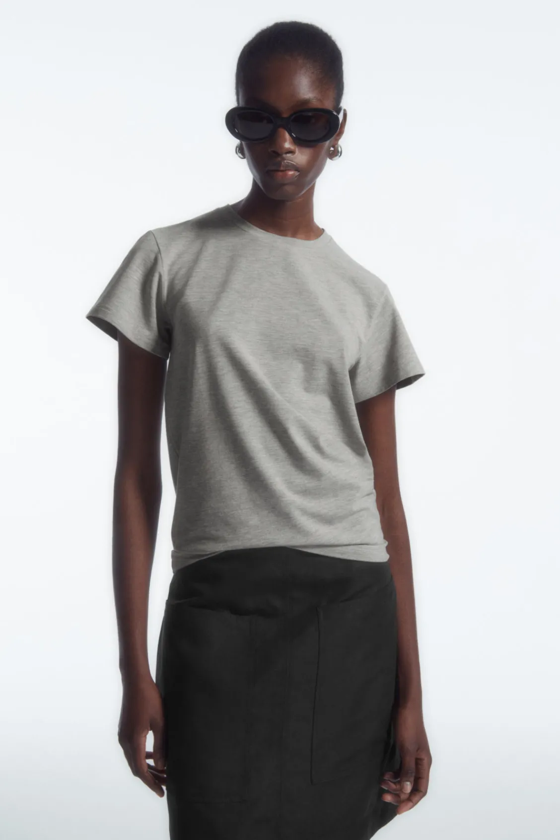 COS SHRUNKEN SLIM T-SHIRT GRAY MARL Outlet