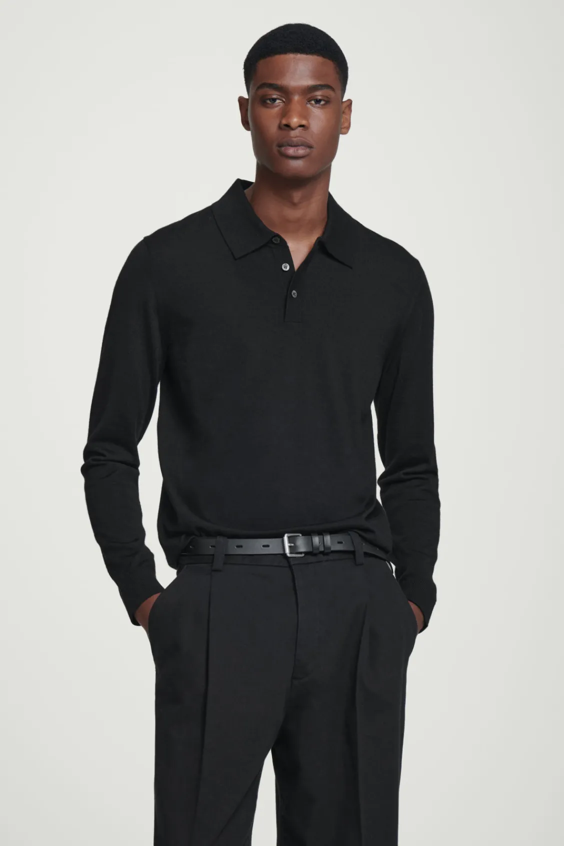 COS SLIM MERINO WOOL POLO SHIRT BLACK Online