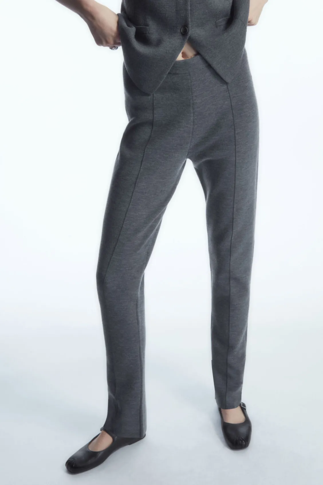 COS SLIM-FIT KNITTED PANTS GRAY Flash Sale