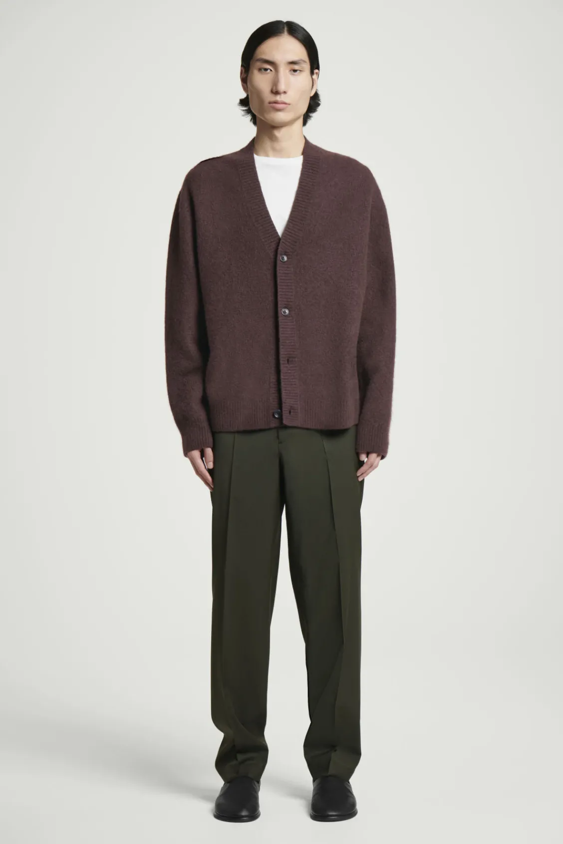 COS STRAIGHT-LEG WOOL PANTS - REGULAR DARK KHAKI Flash Sale