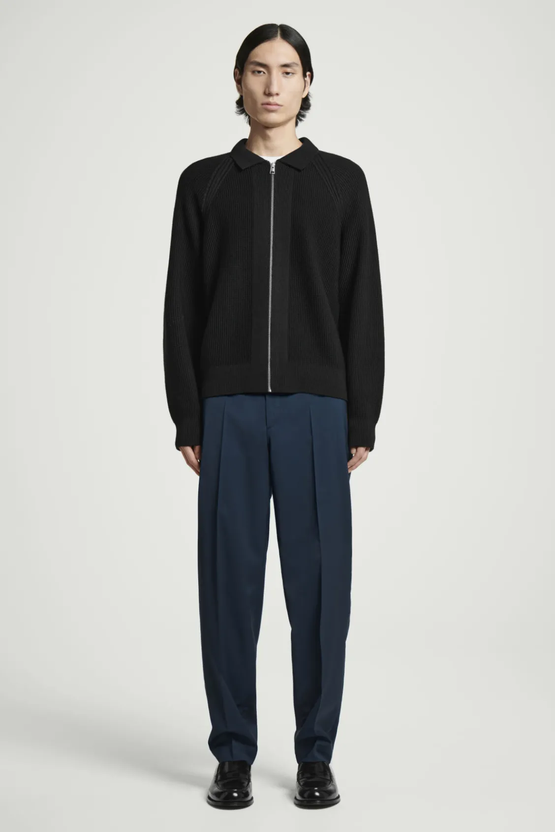 COS STRAIGHT-LEG WOOL PANTS - REGULAR NAVY Hot