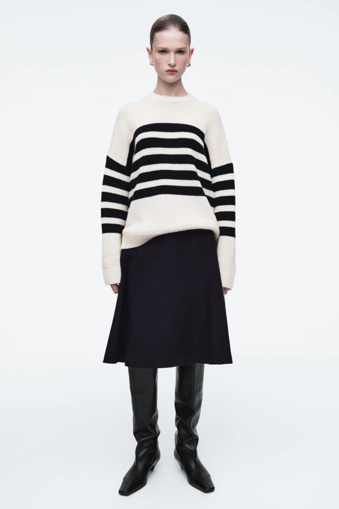 COS STRIPED MERINO WOOL SWEATER ECRU / STRIPED Hot