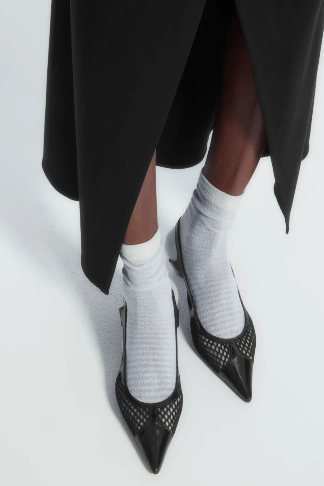 COS STRIPED RIBBED SOCKS GRAY Sale