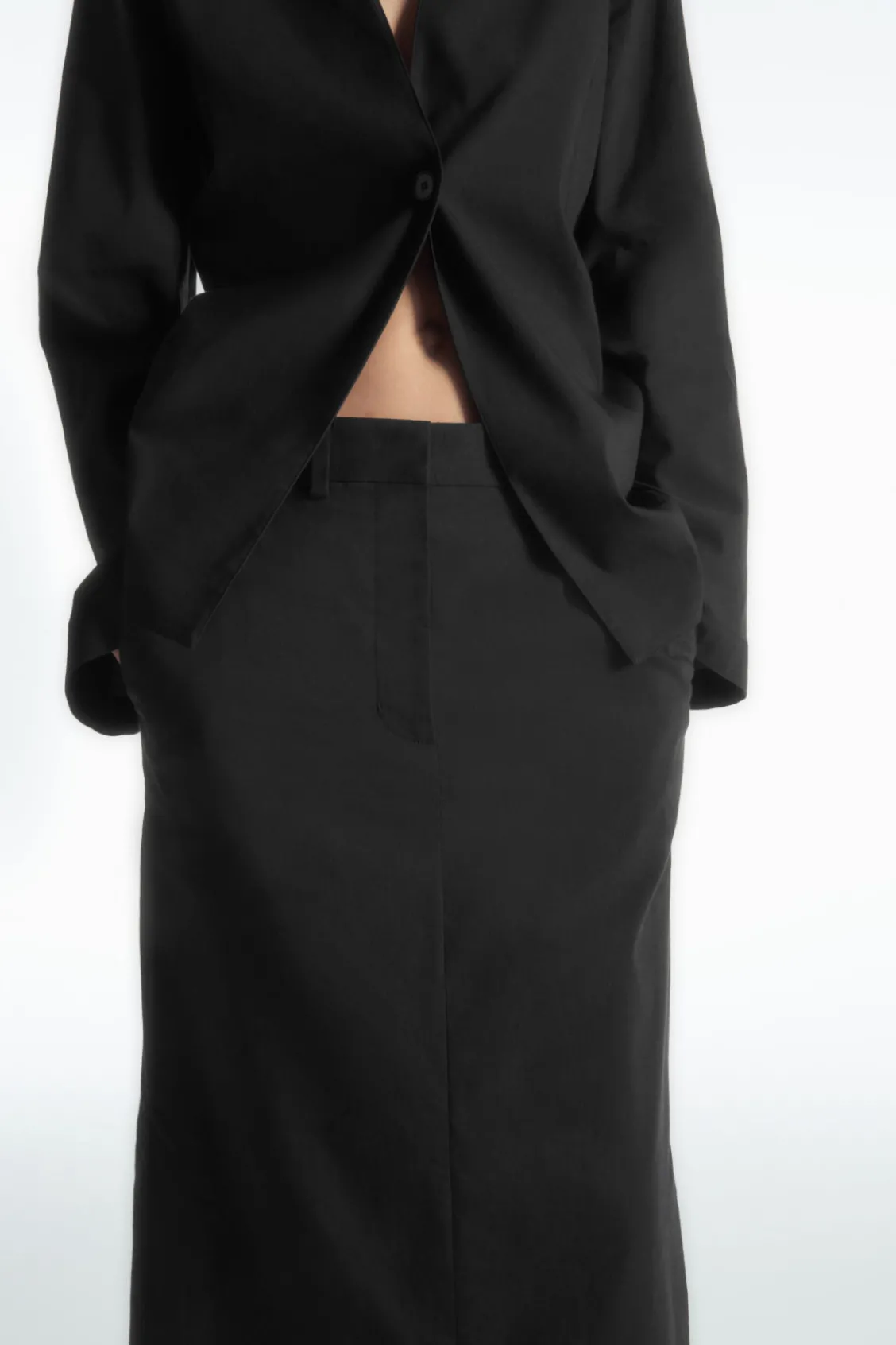 COS TAILORED LINEN-BLEND MAXI SKIRT BLACK Clearance