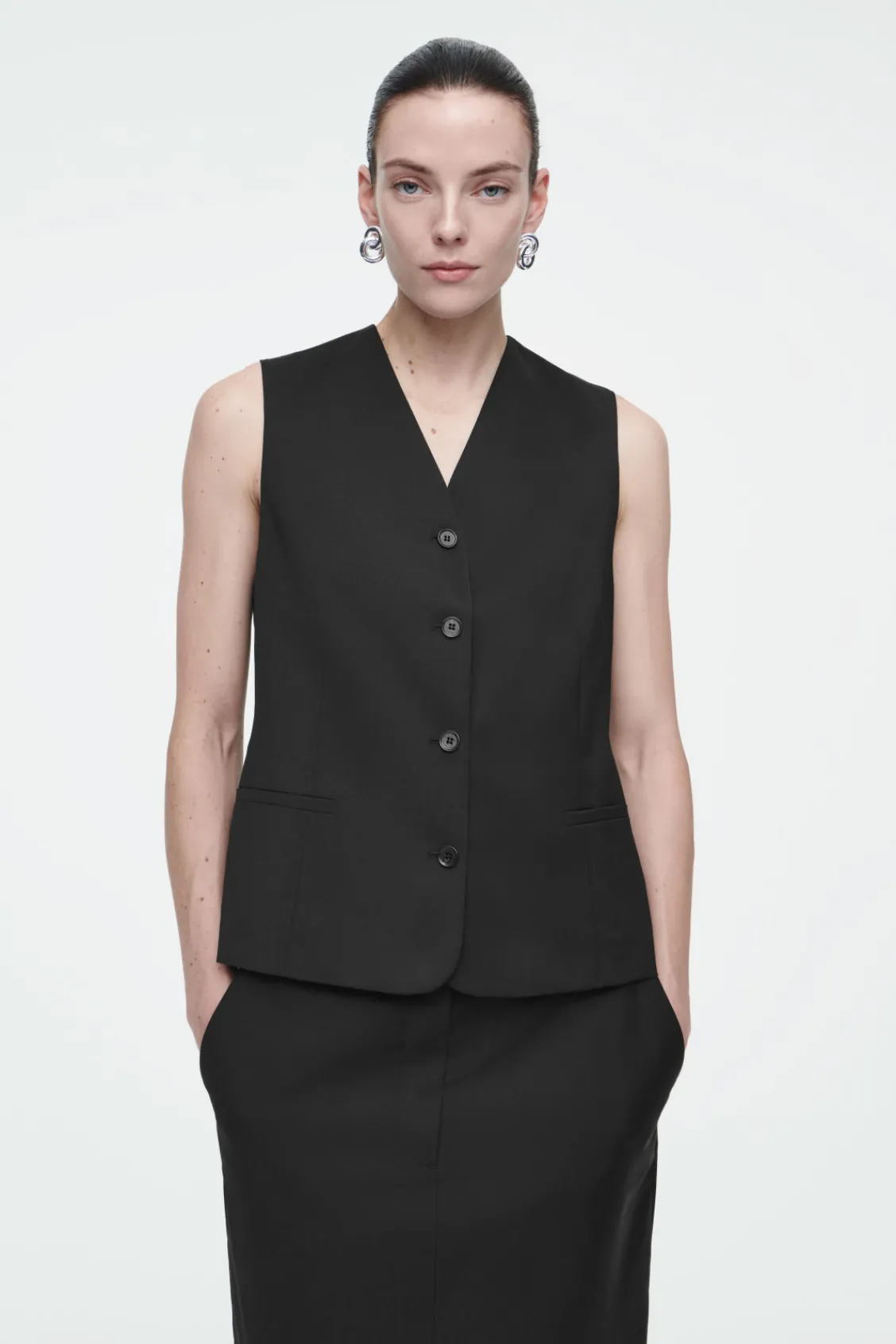 COS TAILORED WOOL VEST BLACK Best