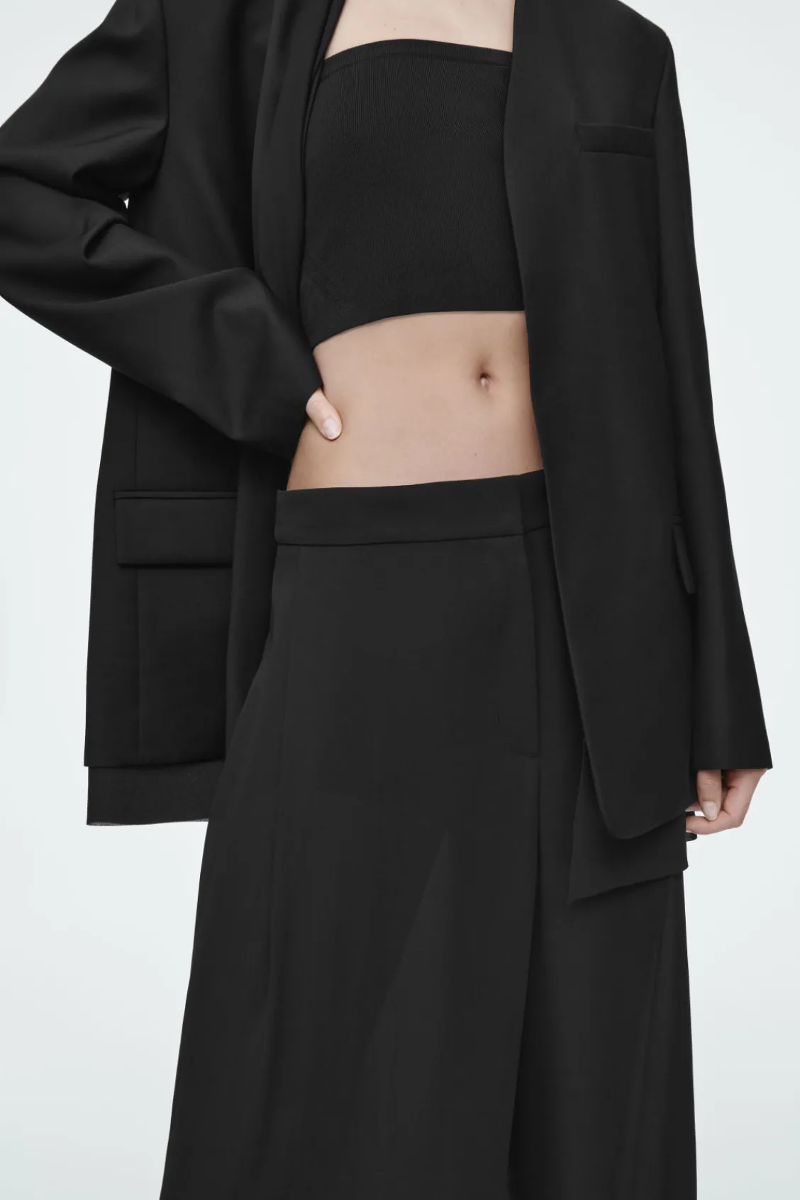 COS TAILORED WOOL WIDE-LEG PANTS BLACK Best Sale