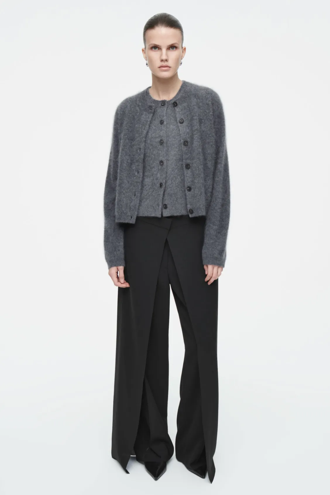 COS TAILORED WRAP-FRONT PANTS BLACK Store