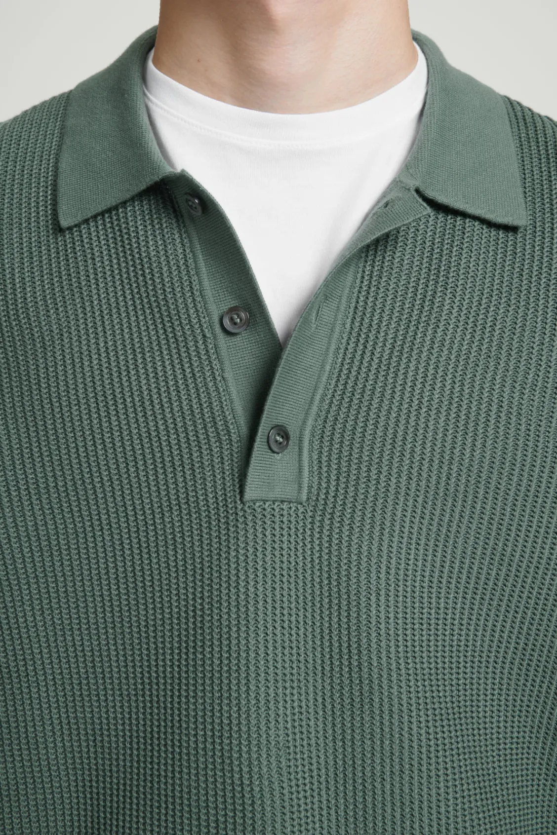 COS TEXTURED KNITTED POLO SHIRT GREEN Shop