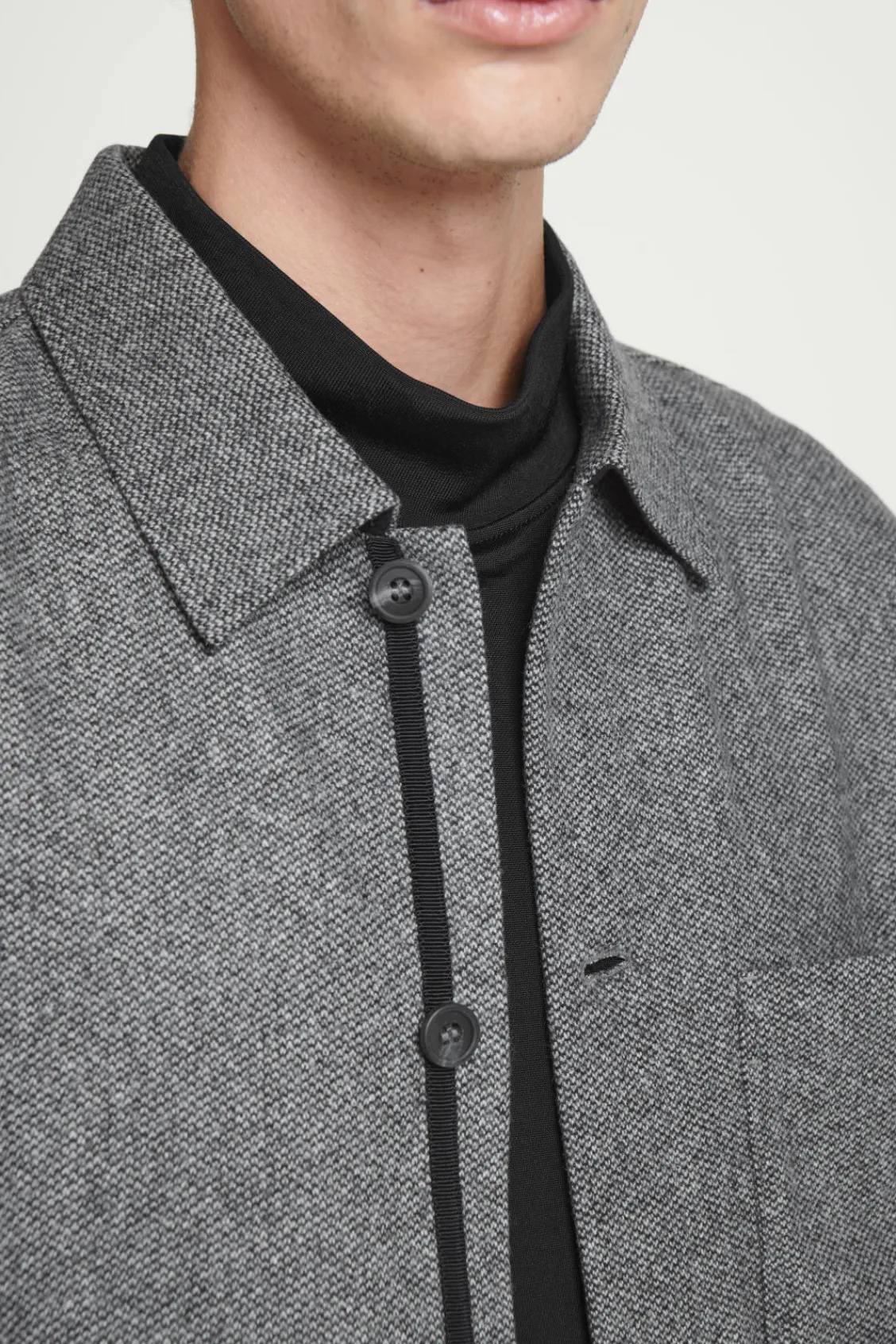 COS TEXTURED WOOL-BLEND OVERSHIRT GRAY Best Sale