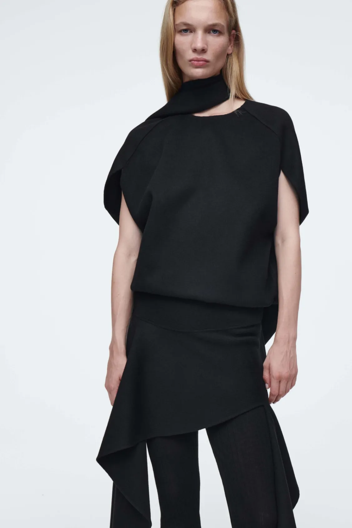 COS THE DOUBLE-FACED ASYMMETRIC SKIRT CARBON Hot