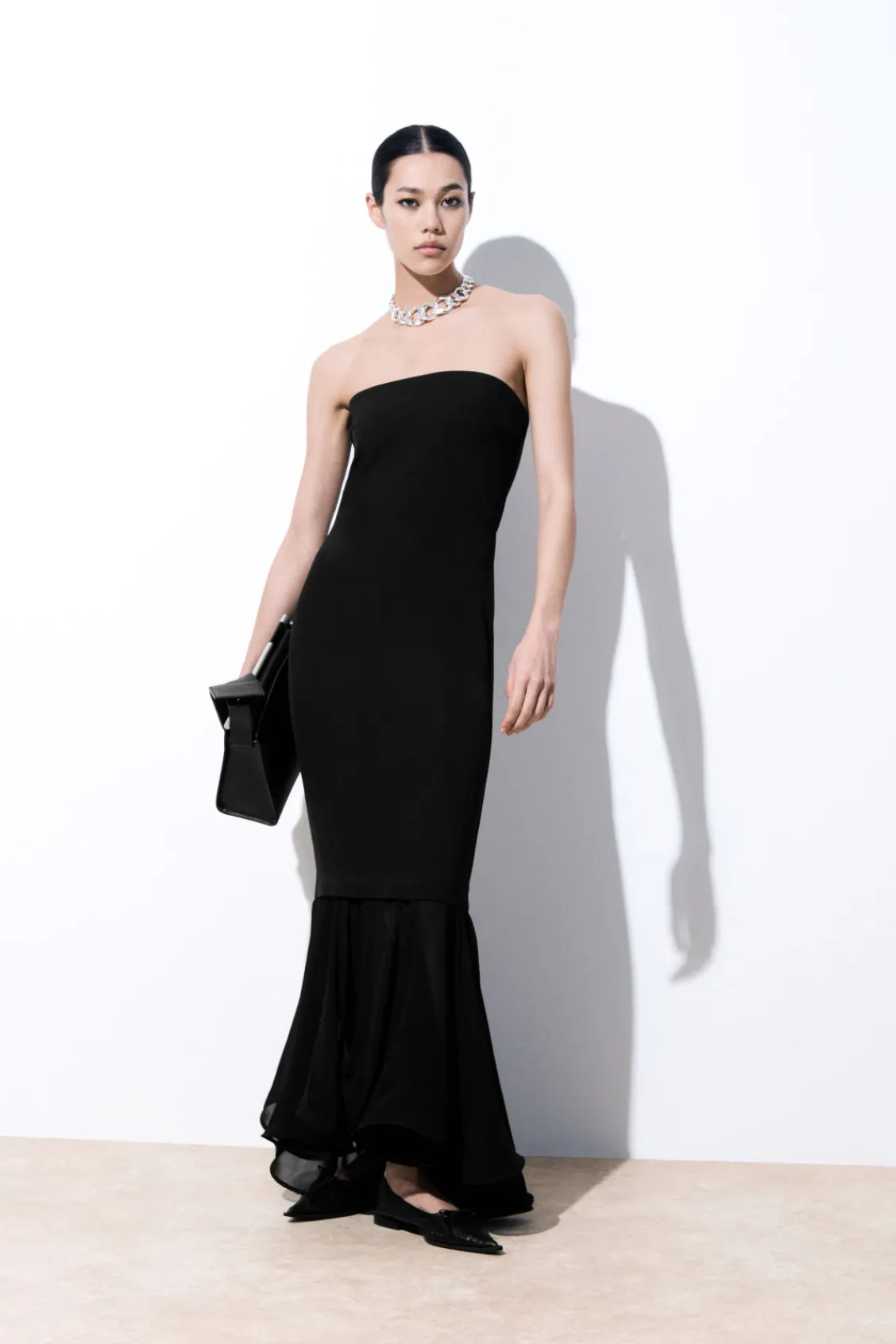 COS THE FISHTAIL BANDEAU MAXI DRESS BLACK Best