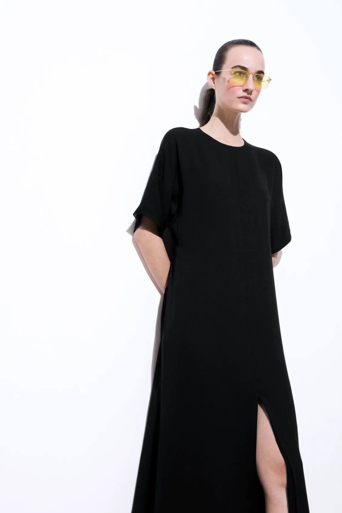 COS THE FLUID T-SHIRT DRESS BLACK Clearance