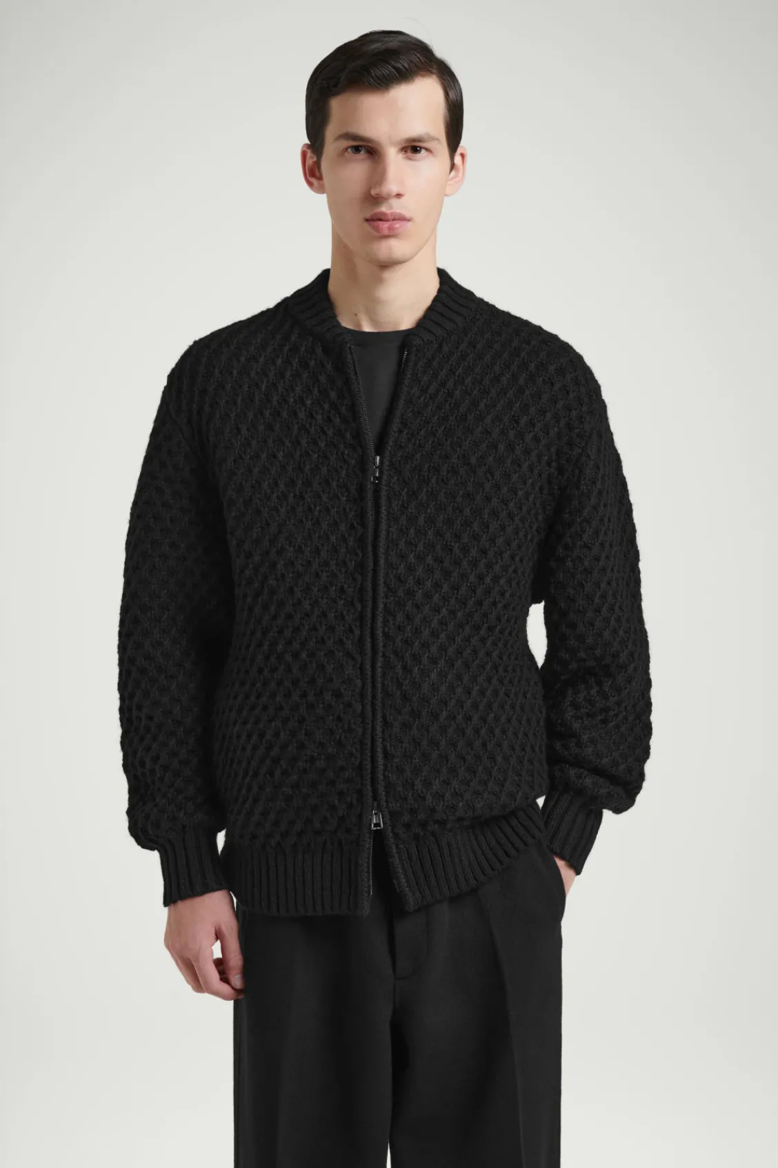 COS THE HONEYCOMB BOMBER JACKET CARBON Best Sale