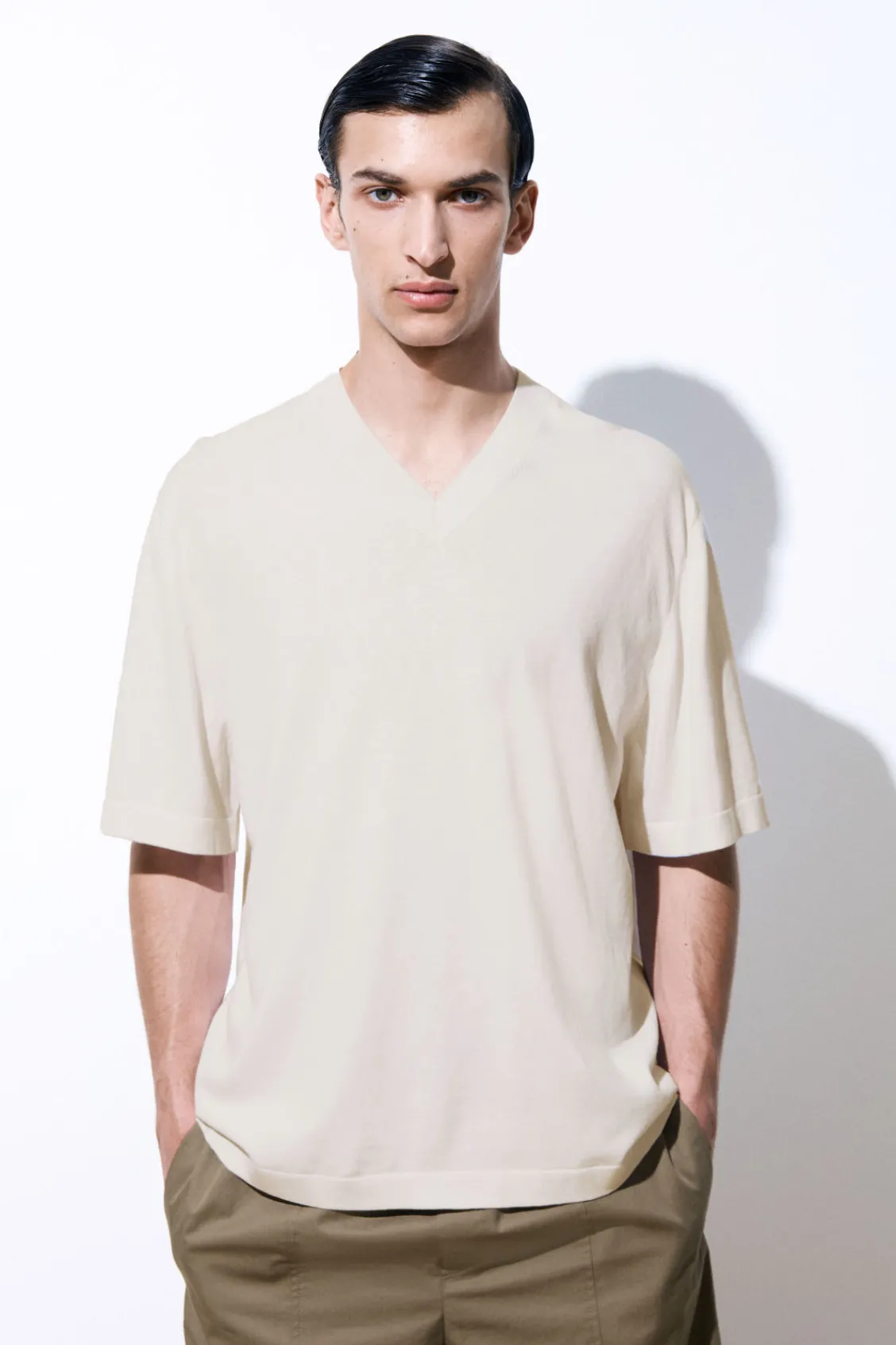 COS THE KNITTED SILK T-SHIRT WHITE Shop