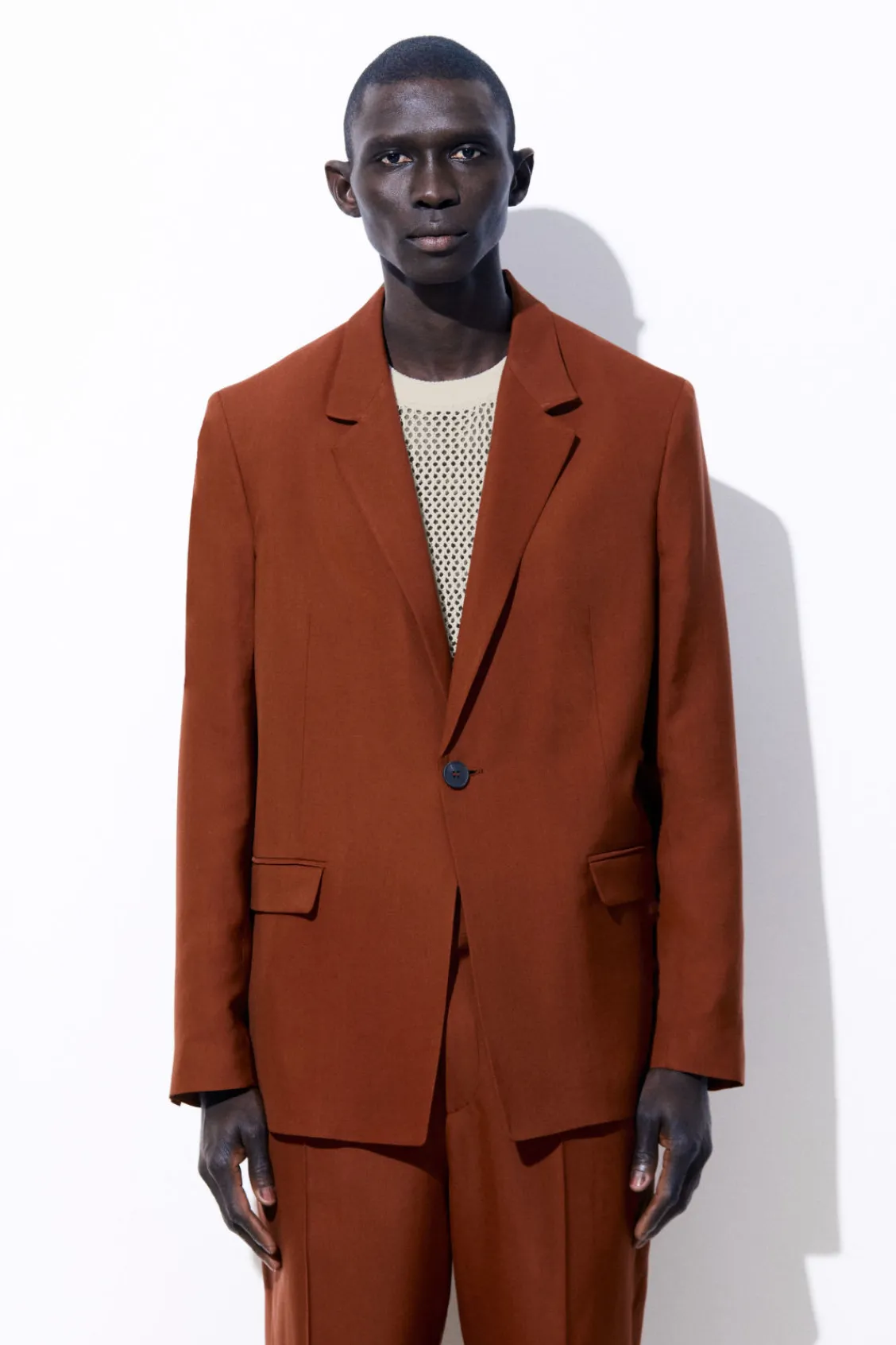 COS THE SINGLE-BREASTED WOOL BLAZER TERRACOTTA Shop