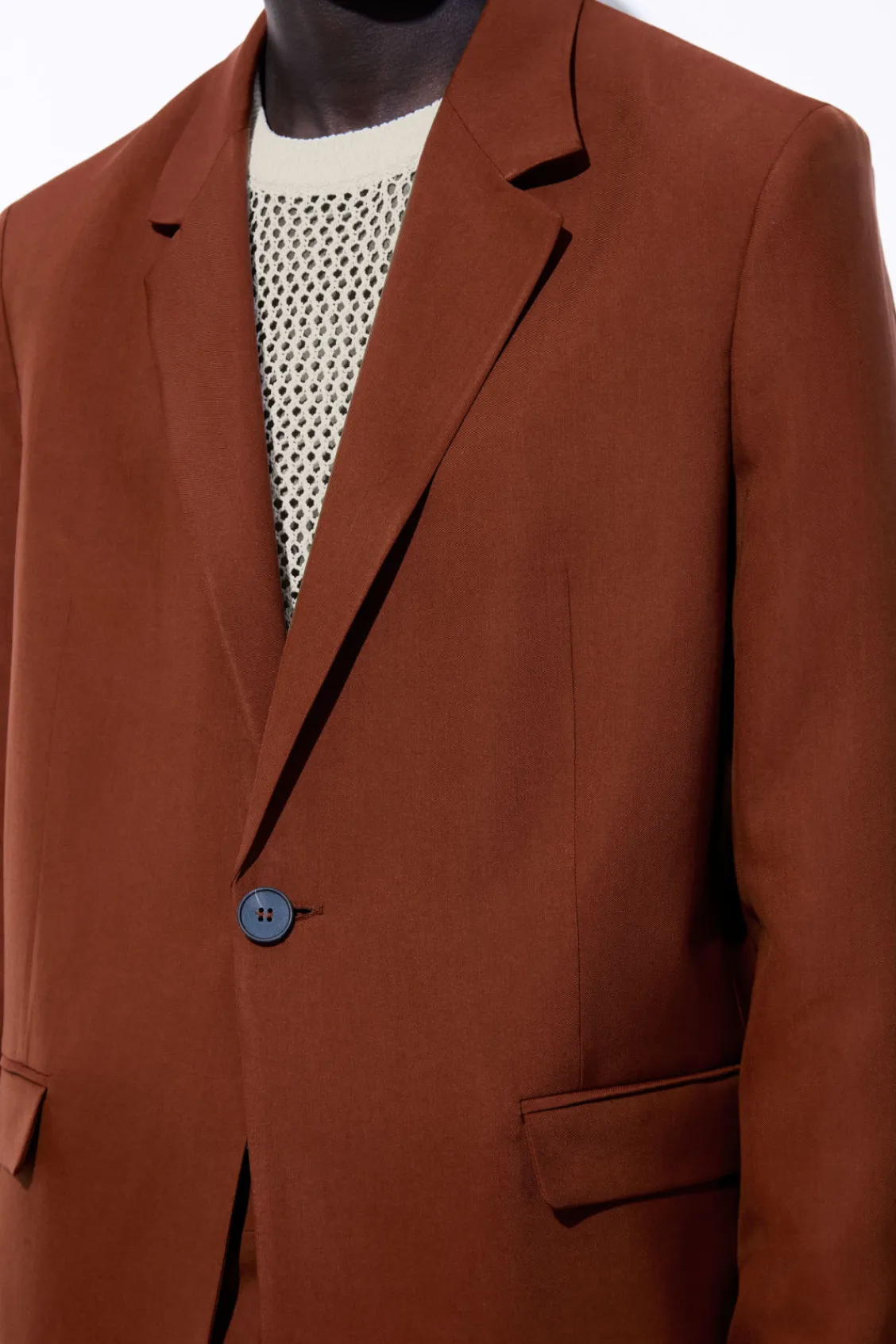 COS THE SINGLE-BREASTED WOOL BLAZER TERRACOTTA Shop