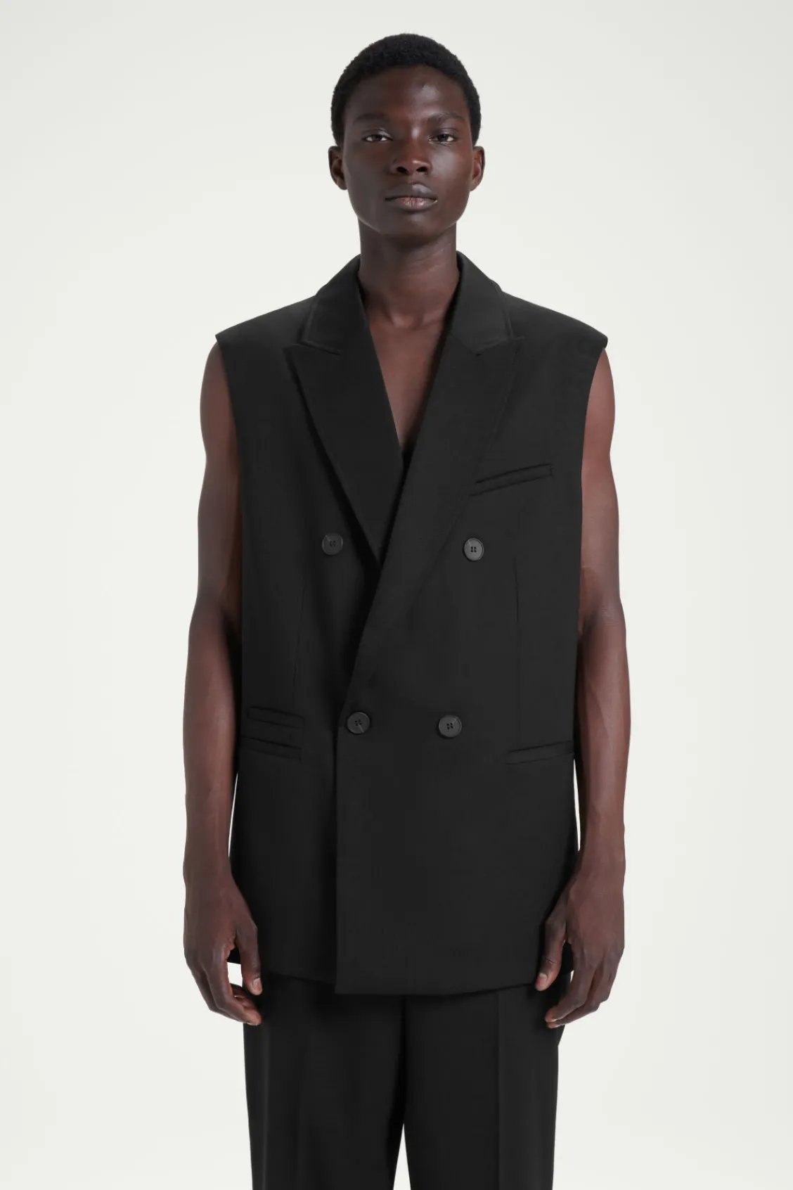 COS THE SLEEVELESS DOUBLE-BREASTED BLAZER CARBON Fashion