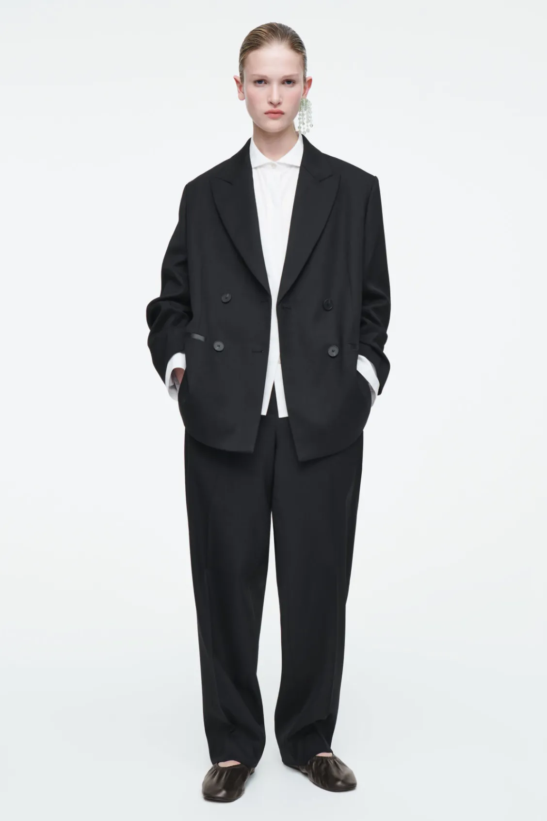 COS THE TAILORED PEAK-LAPEL BLAZER CARBON Best