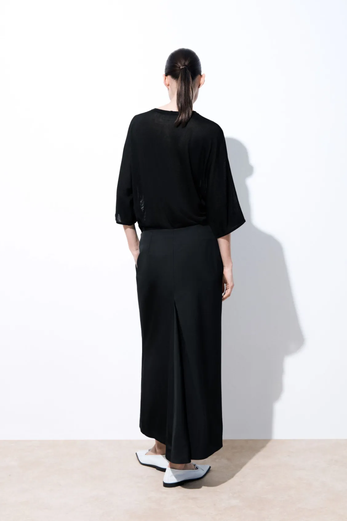 COS THE TAILORED WOOL TWILL SKIRT BLACK New