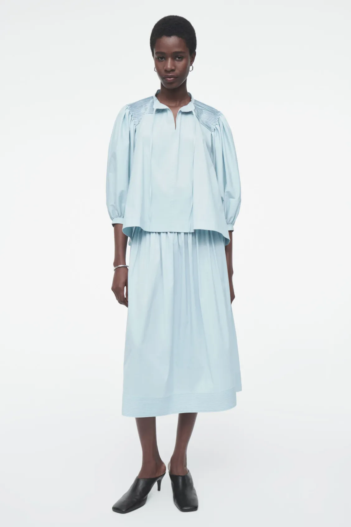 COS TIE-DETAIL PLEATED BLOUSE POWDER BLUE Online